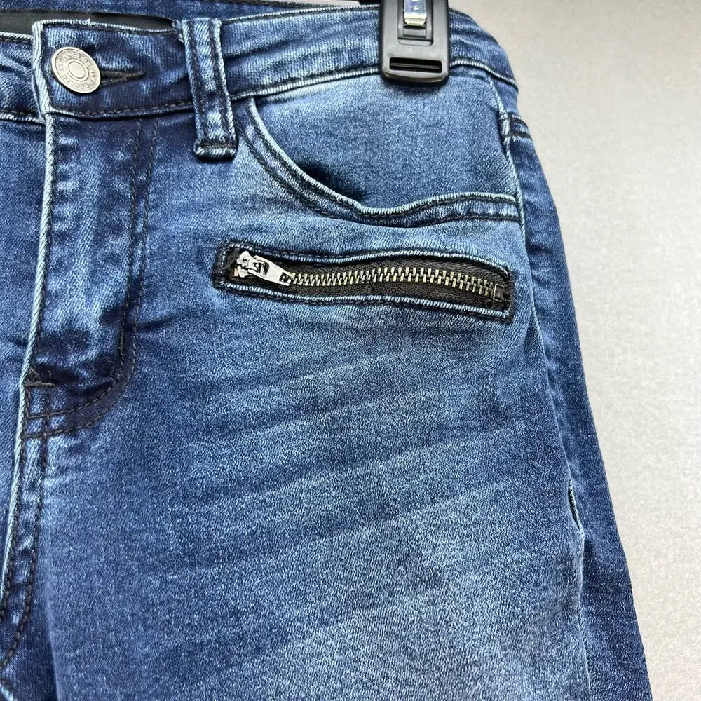 KanCan Jeans Women's Size 26 (5) Blue Moto Multi Zipper Pockets Skinny Normcore - Picture 3 of 12